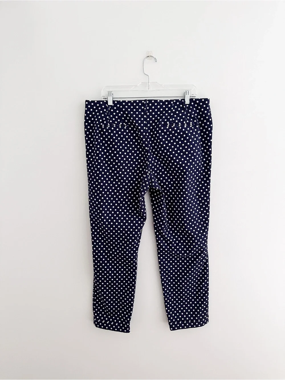Boden Polka Dot Ankle Pants Navy White Flat Front Coastal Classic Size US 12R